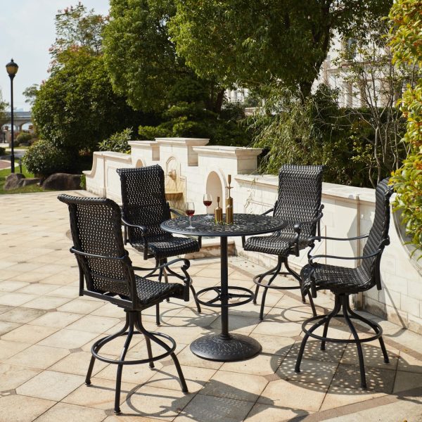 Victoria 5 Pc Resin Wicker Bar Set w/ 42 Inch Round Series 60 Table in Espresso/ by Darlee