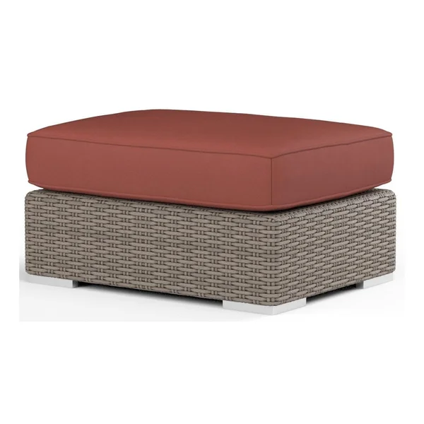 Coronado Wicker Ottoman in Driftwood/Canvas Henna by Sunset West