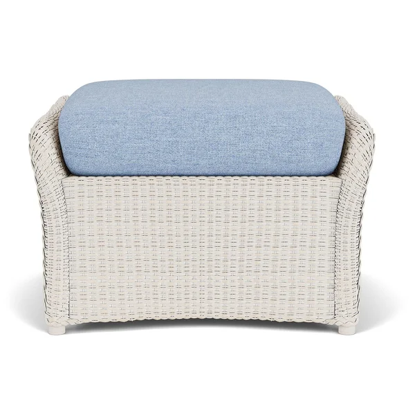 Weekend Retreat Lloyd Loom Ottoman in Antique White/Demo Skyway by Lloyd Flanders