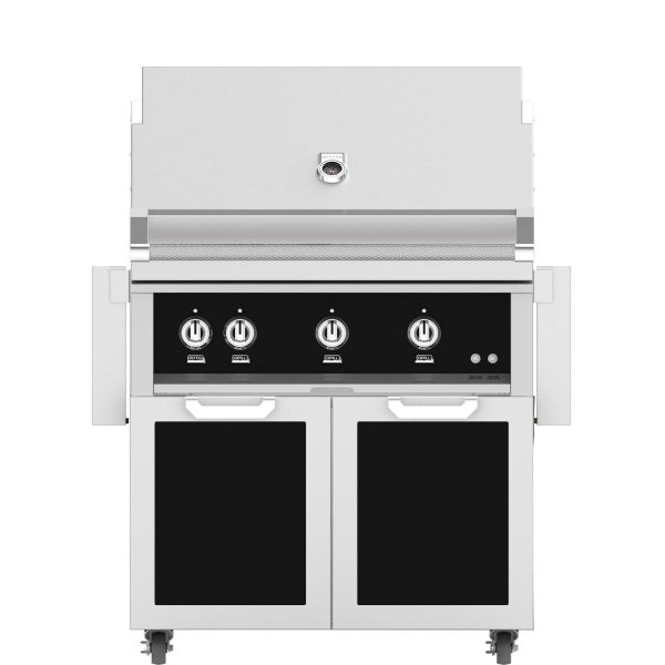 Hestan 36-Inch Propane Gas Grill W/ Sear Burner & Rotisserie On Double Door Tower Cart - Stealth - GMBR36-LP-BK
