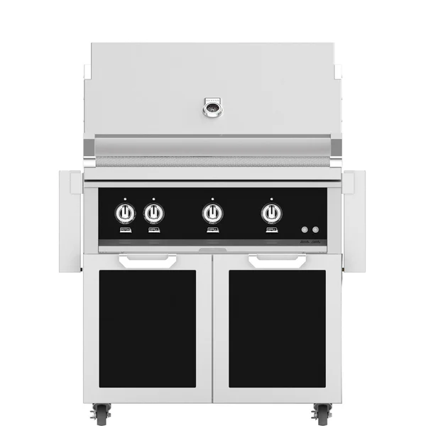 Hestan 36-Inch Propane Gas Grill W/ Sear Burner & Rotisserie On Double Door Tower Cart - Stealth - GMBR36-LP-BK