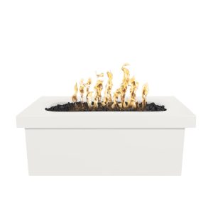Ramona 60 Inch Rectangular GFRC Natural Gas Fire Pit Table w/ Glow Plug in Limestone by The Outdoor Plus