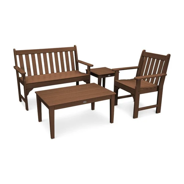 Vineyard 4 Pc Recycled Plastic Seating Set in Teak by POLYWOOD