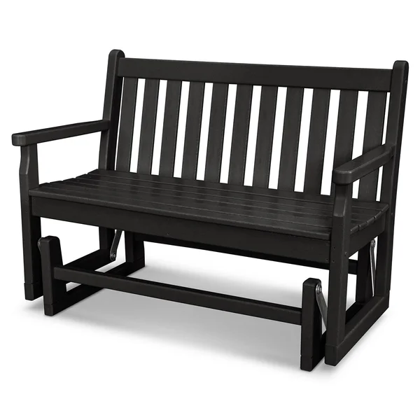 Traditional Garden 48 Inch Recycled Plastic Bench in Black by POLYWOOD