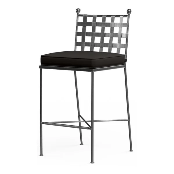 Provence Wrought Iron Bar Stool w/ Self Welt in Pewter/Spectrum Carbon by Sunset West