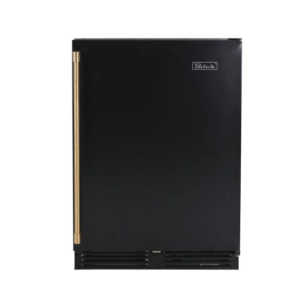 Perlick 24 Inch 5.2 Cu. Ft. Signature Series Stainless Steel Outdoor Freezer w/ Factory Installed Matte Black Solid Door - Left Hinge
