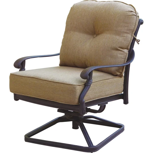Santa Monica Cast Aluminum Swivel Rocker Club Chair in Antique Bronze/Sesame by Darlee