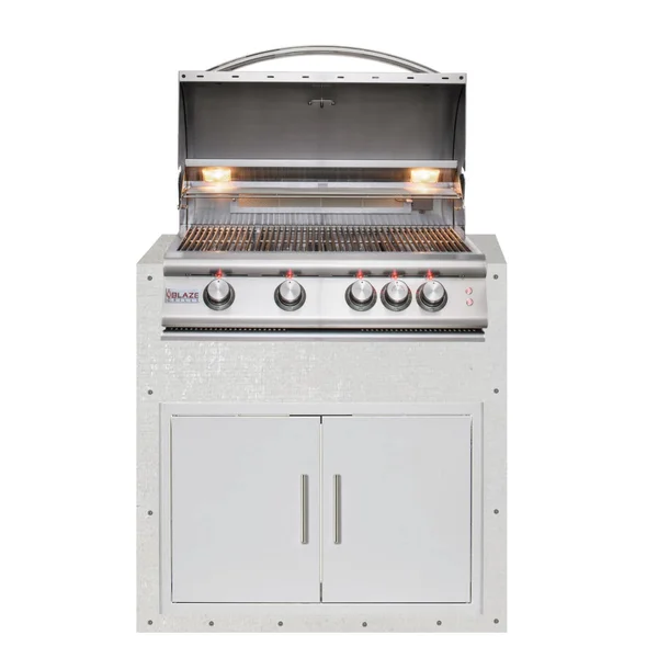 BBQGuys Signature 36-Inch Ready for Finish Outdoor Kitchen Module w/ Blaze LTE 32-Inch Natural Gas Grill & Double Doors