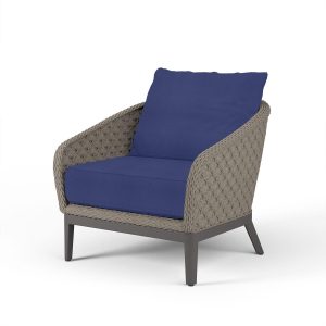 Marbella Marbella Rope & Aluminum Patio Club Chair in Echo Midnight w/ No Welt By Sunset West