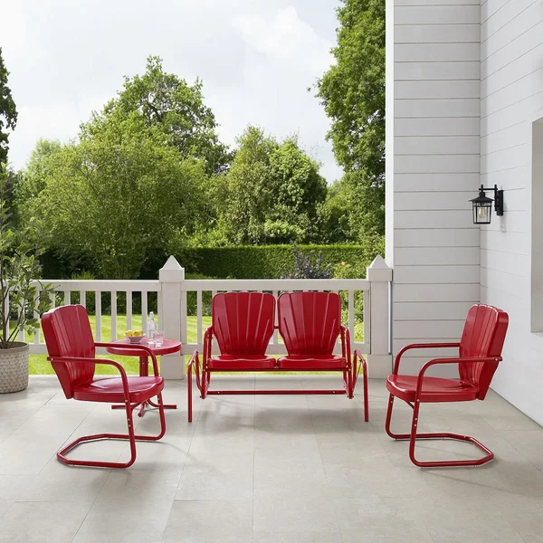 Fieldlook 4 Pc Steel Seating Set in Bright Red Gloss by Ultimate Patio