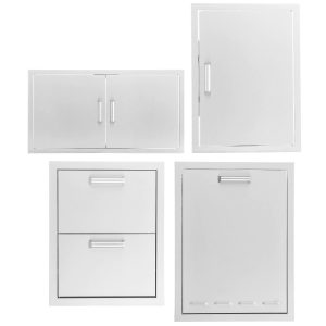 BBQGuys Signature 4-Piece 40-Inch Double Access Door Outdoor Kitchen Storage Package - Contempo - BBQ-350H-AD40-4PC