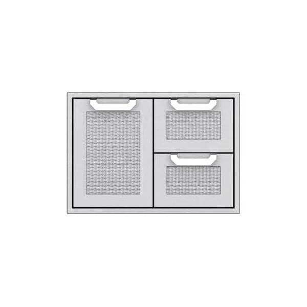 Hestan 30-Inch Double Drawer And Single Storage Door Combo - Steeletto - AGSDR30-SS