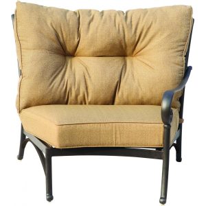 Santa Anita Cast Aluminum Right Arm Sectional Club Chair in Antique Bronze/Sesame Sunbrella by Darlee