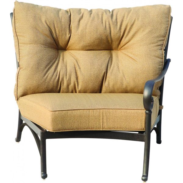 Santa Anita Cast Aluminum Right Arm Sectional Club Chair in Antique Bronze/Sesame Sunbrella by Darlee