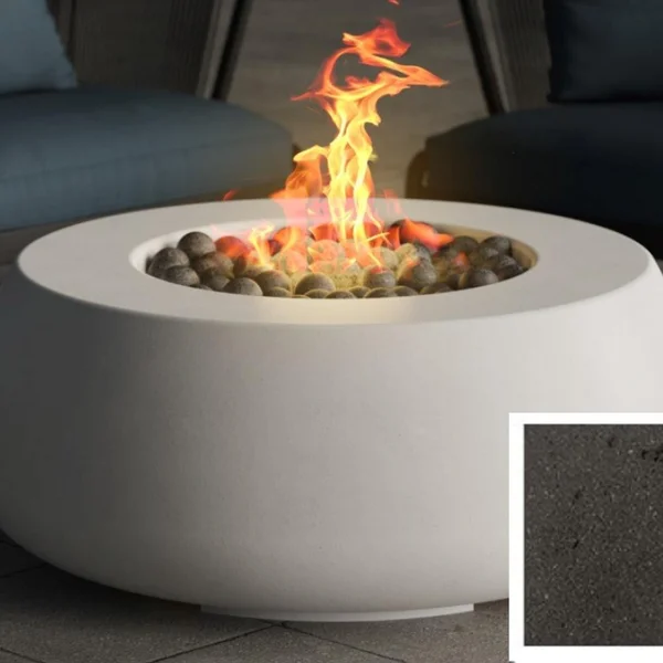 Balance Way 42 Inch Round GFRC Natural Gas Fire Pit Table in Ebony by Lakeview Outdoor Designs