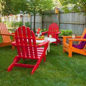 Classic Adirondack 5 Pc Recycled Plastic Seating Set in Sunset Red/Tangerine by POLYWOOD