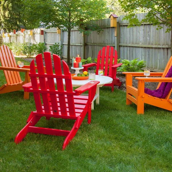 Classic Adirondack 5 Pc Recycled Plastic Seating Set in Sunset Red/Tangerine by POLYWOOD