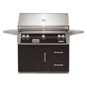 Alfresco ALXE 42-Inch Freestanding Natural Gas Grill On Refrigerated Cart With Rotisserie in Jet Black Matte - ALXE-42RFG-NG-SM9005