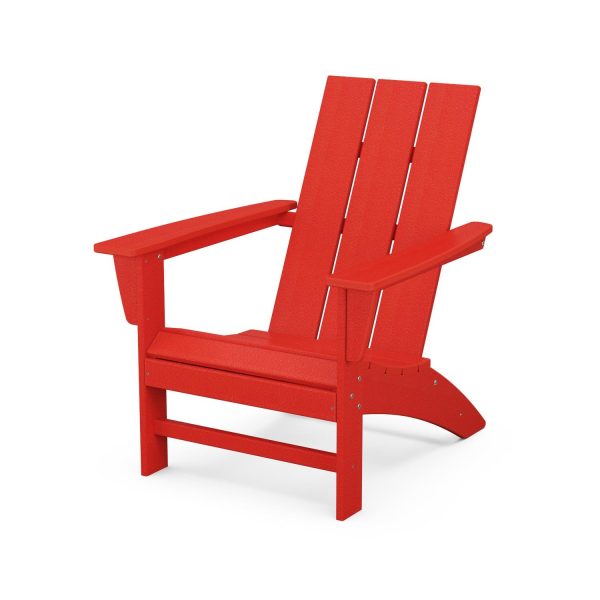Modern Adirondack Recycled Plastic Adirondack in Sunset Red by POLYWOOD