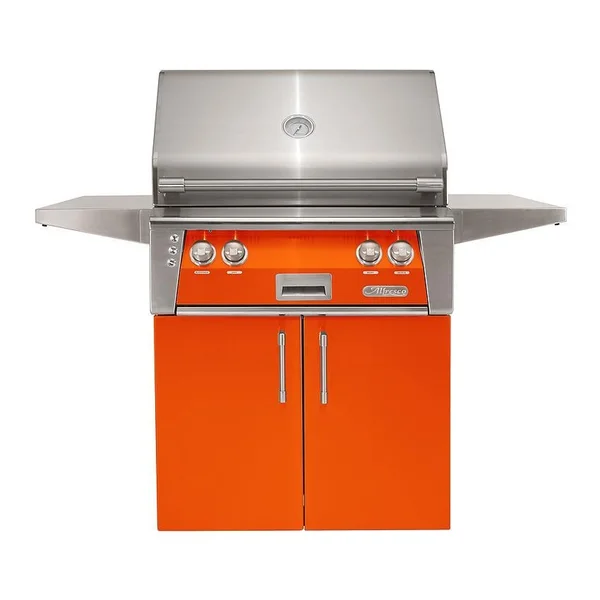 Alfresco ALXE 30-Inch Freestanding Natural Gas Grill With Rotisserie in Luminous Orange - ALXE-30C-NG-S2005