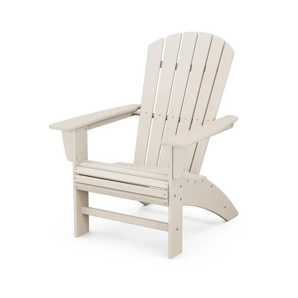 Nautical Recycled Plastic Curveback Adirondack in Sand by POLYWOOD