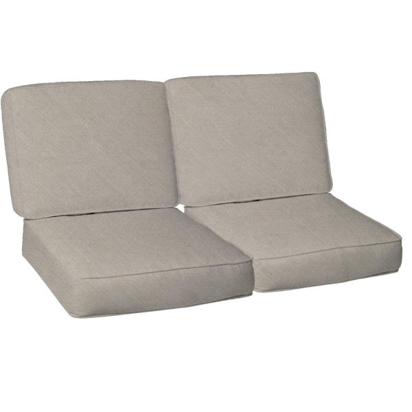 Sunbrella Cast Ash 4 Piece Medium Rectangular Outdoor Replacement Loveseat Cushion Set W/ Piping By BBQGuys Signature