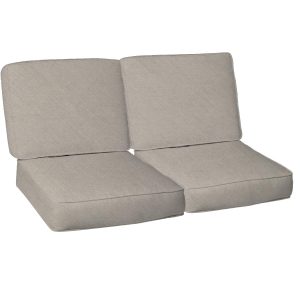 Sunbrella Cast Ash 4 Piece Small Outdoor Replacement Loveseat Cushion Set W/ Piping By BBQGuys Signature