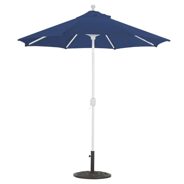 Galtech 7.5 Ft. Octagonal Aluminum Patio Market Umbrella W/ Crank Lift And Deluxe Auto Tilt - White Frame W/ Sunbrella Canvas Navy Canopy