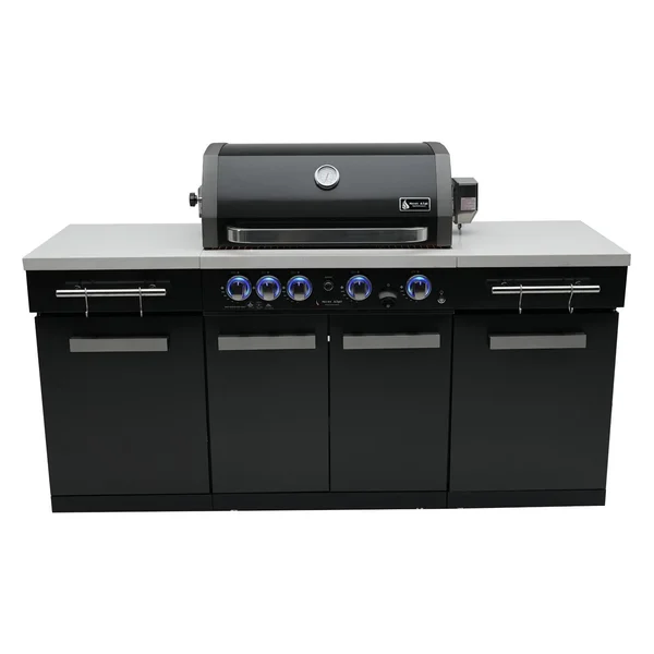 Mont Alpi 6 Ft Natural Gas Outdoor Kitchen Island in Black Stainless Steel - MA-957