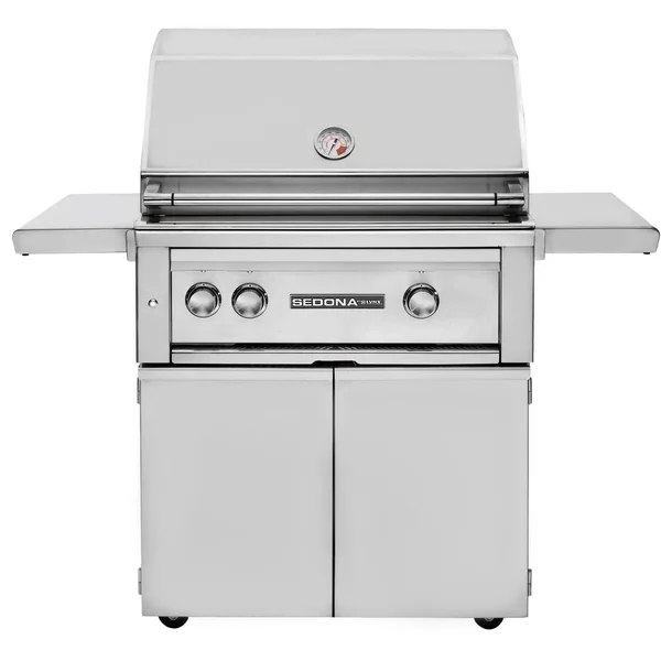 Lynx Sedona 30 Inch Natural Gas Grill On Cart w/ Rotisserie, One ProSear, & One SS Tube Burner