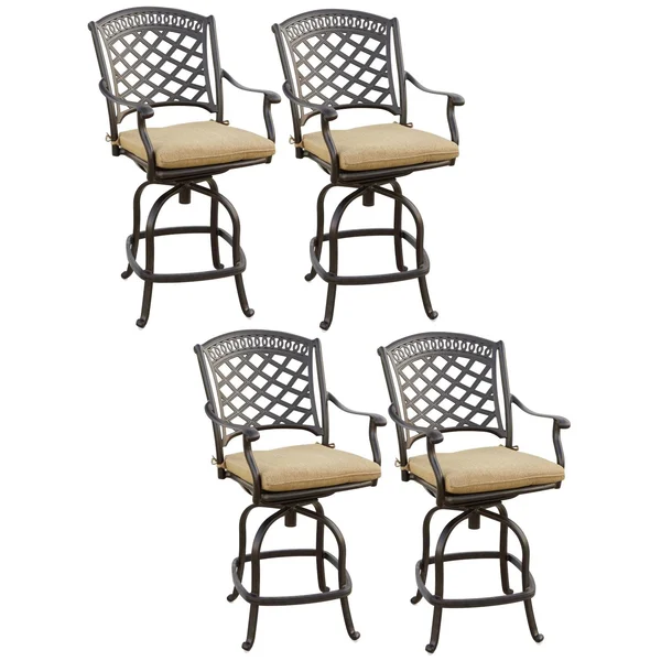 Sedona Cast Aluminum 4 Pc Set Swivel Counter Height Bar Stool Set in Antique Bronze/Sesame by Darlee