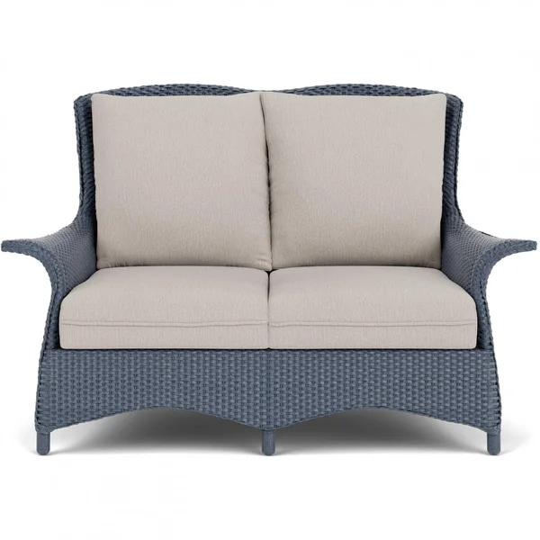 Mandalay Lloyd Loom Loveseat in Denim Blue/Remy Cloud by Lloyd Flanders