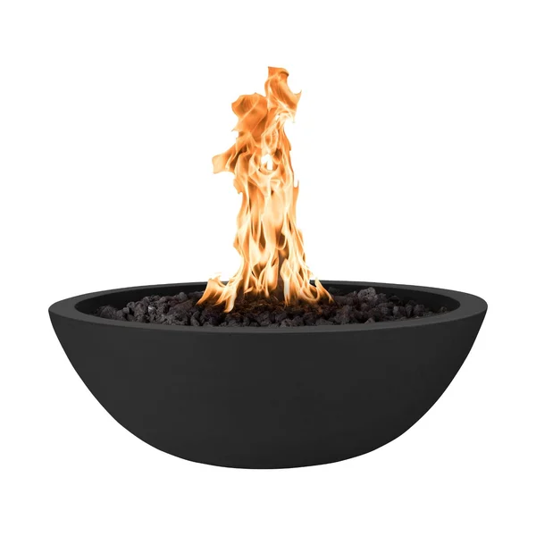 Sedona 48 Inch Round GFRC Natural Gas Fire Pit in Black by The Outdoor Plus
