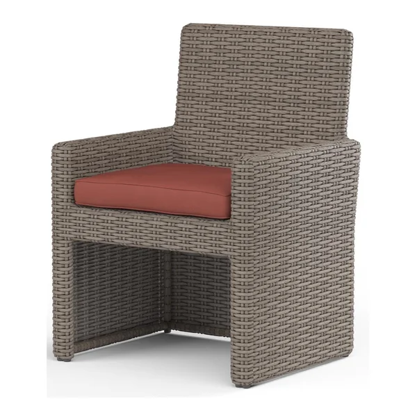 Coronado Wicker Dining Arm Chair in Driftwood/Canvas Henna by Sunset West