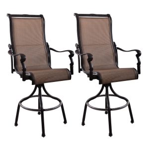 Monterey Cast Aluminum 2 Pc Set Swivel Bar Stool Set in Antique Bronze/Irish Mix by Darlee