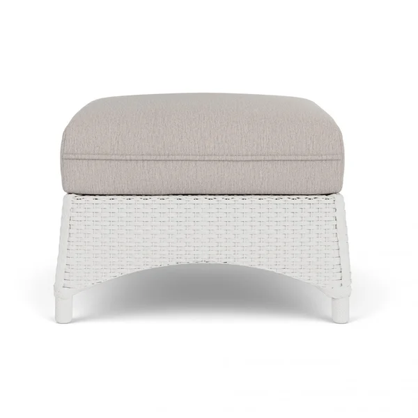 Mandalay Lloyd Loom Ottoman in Matte White/Remy Cloud by Lloyd Flanders