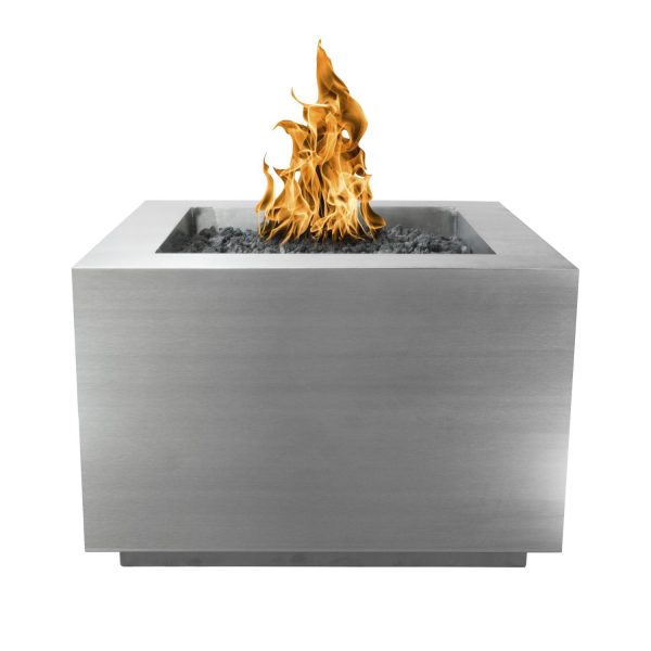 Forma 30 Inch Square Stainless Steel Propane Fire Pit w/ Glow Plug by The Outdoor Plus