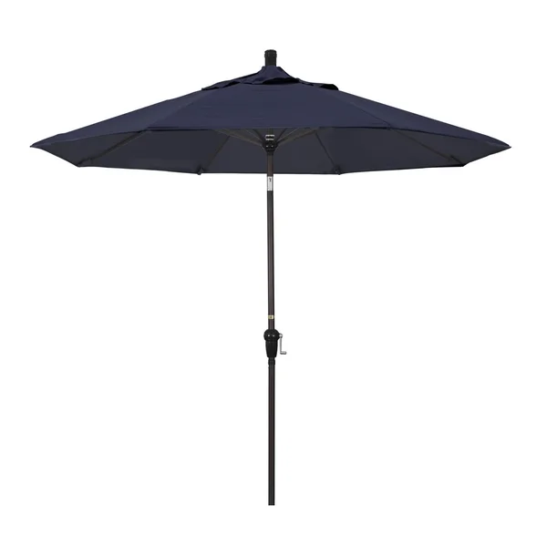 California Umbrella 9 Ft. Octagonal Aluminum Auto Tilt Patio Umbrella W/ Crank Lift & Aluminum Ribs - Bronze Frame / Olefin Navy Blue Canopy