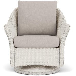 Weekend Retreat Lloyd Loom Swivel Glider Club Chair in Antique White/Remy Cloud by Lloyd Flanders