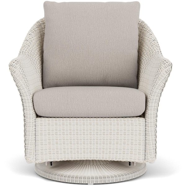 Weekend Retreat Lloyd Loom Swivel Glider Club Chair in Antique White/Remy Cloud by Lloyd Flanders