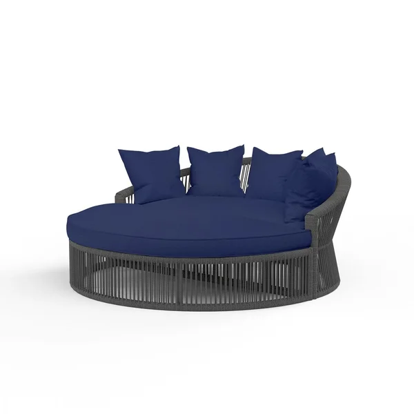 Milano Aluminum & Olefin Rope Patio Daybed in Echo Midnight w/ Self Welt By Sunset West