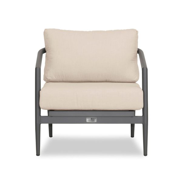 Midnight Cove Aluminum Club Chair in Slate/Canvas Flax by Lakeview Outdoor Designs