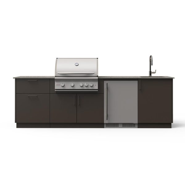 Blaze Golden Hour 10-Ft Outdoor Kitchen Island w/ 32-Inch Marine Grade LTE+ Natural Gas Grill, Fridge, Sink in Architectural Bronze w/ Keon Countertop