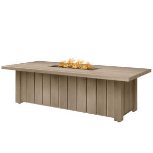 Trevi 32 Inch Rectangular Aluminum Propane Fire Pit Table in Flax By Ebel
