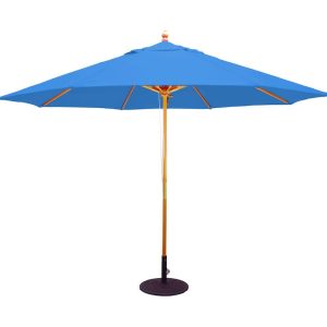 Galtech 11 Ft. Octagonal Hardwood Patio Market Umbrella W/ Pulley - Light Wood W/ Sunbrella Canvas Pacific Blue Canopy