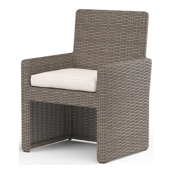 Coronado Wicker Dining Arm Chair in Driftwood/Canvas Natural by Sunset West