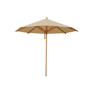 Bambrella 8.5 Ft. Octagonal Bamboo Levante Market Umbrella Set w/ in-ground Mount in Harvest Wheat
