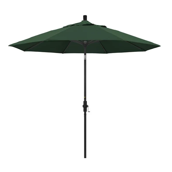 California Umbrella 9 Ft. Octagonal Aluminum Collar Tilt Patio Umbrella W/ Crank Lift & Aluminum Ribs - Stone Black Frame / Olefin Hunter Green Canopy