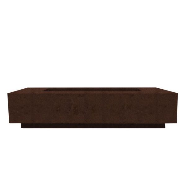 Cascata Bay 72 Inch Rectangular GFRC Natural Gas Fire Pit Table in Cafe by Lakeview Outdoor Designs