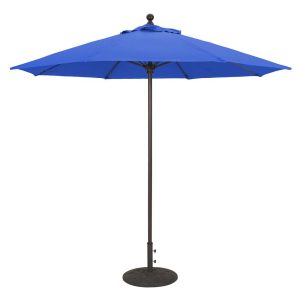 Galtech 9 Ft. Octagonal Aluminum Patio Market Umbrella W/ Push Lift - Antique Bronze Frame W/ Sunbrella Canvas True Blue Canopy